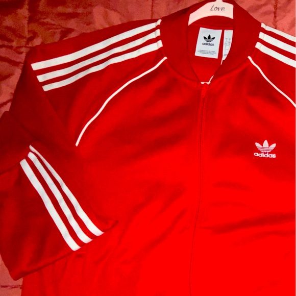 adidas Jackets & Coats Adidas Mens Large Red Bomber Jacket Poshmark